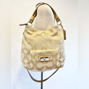 Coach Kristin Signature Op Art Hobo Shoulder Bag Y2K Purse Beige Crossbody Med